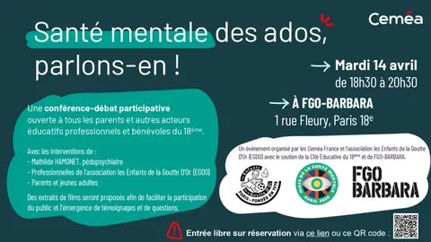 Conférence le 14 Avril 2026 dans le cadre du mois de la santé mentale organisé par la Ville de Paris